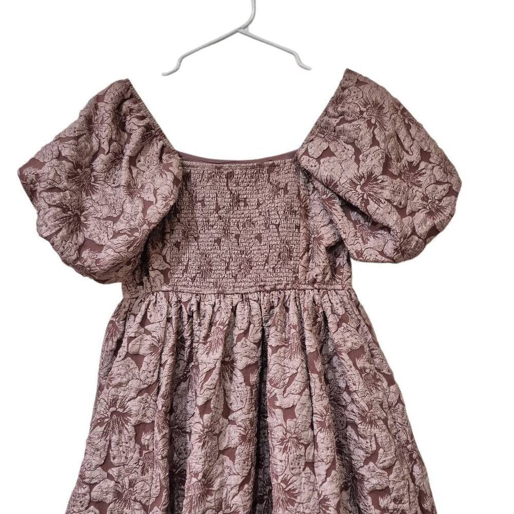 Bohme Women's Mauve Purple Poppies Jacquard Lined Bubble Mini Dress EUC - Picture 7 of 11